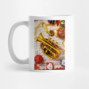 Brass Pocket Trumpet And Christmas Ornaments Mug